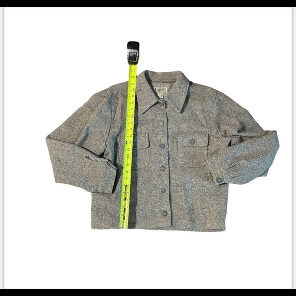 Vintage Aeropostale Compagnie Generale Medium Wool Tweed Blazer Semi Cropped - Picture 4 of 10